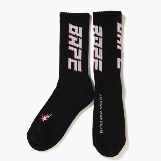 bape double bape sta socks osfa black