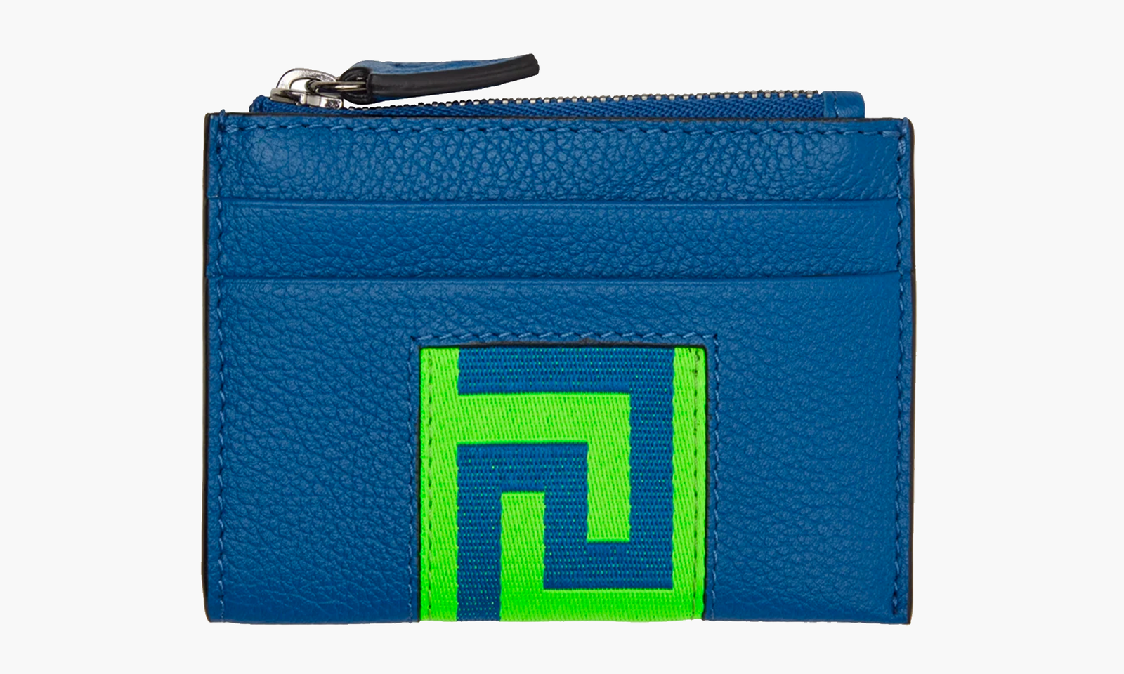 versace porte cartes bleu en cuir à pince pour billets
